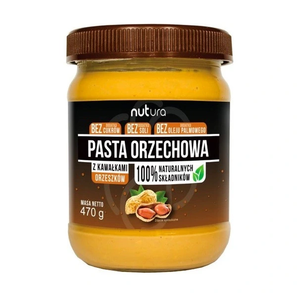 NUTURA Pasta orzechowa z kawałkami orzeszków 470 g