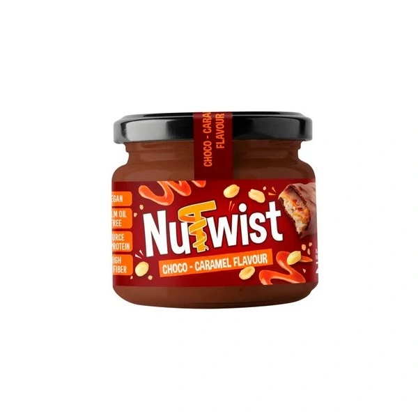 NUTWIST Nutwist - Krem orzechowy o smaku batonika czekoladowo-karmelowego z kawałkami prażonych orzeszków ziemnych 250g