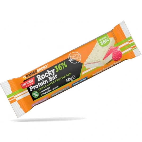 Namedsport Rocky 36 % Protein Bar Baton wysokobiałkowy o smaku sernika malinowego 50 g