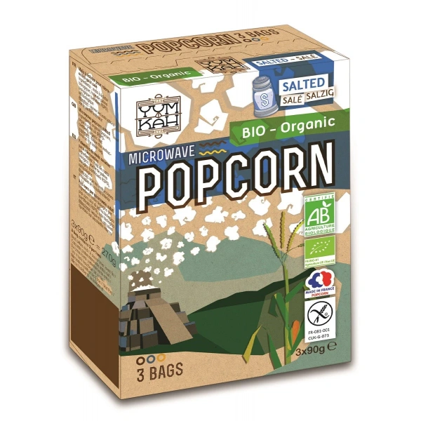 Natais popcorn z solą do przygotowania w mikrofalówce bezglutenowy bio (3 x 90 g) 270 g
