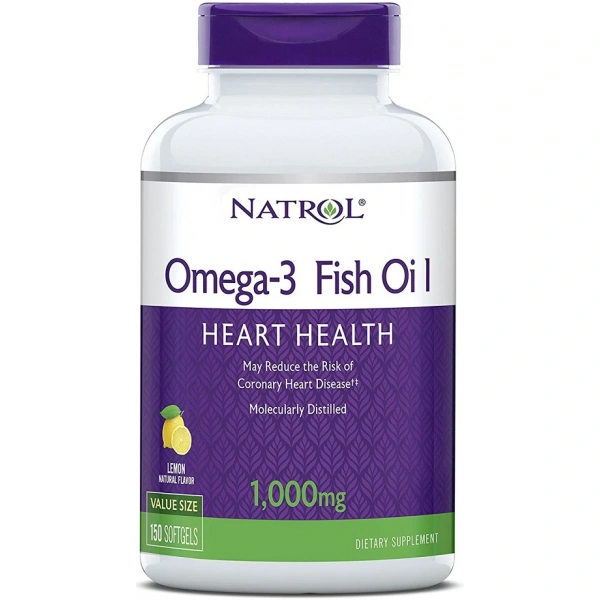 Natrol Omega-3 Fish Oil DHA EPA 1000 mg 150 kapsułek miękkich o smaku cytrynowym