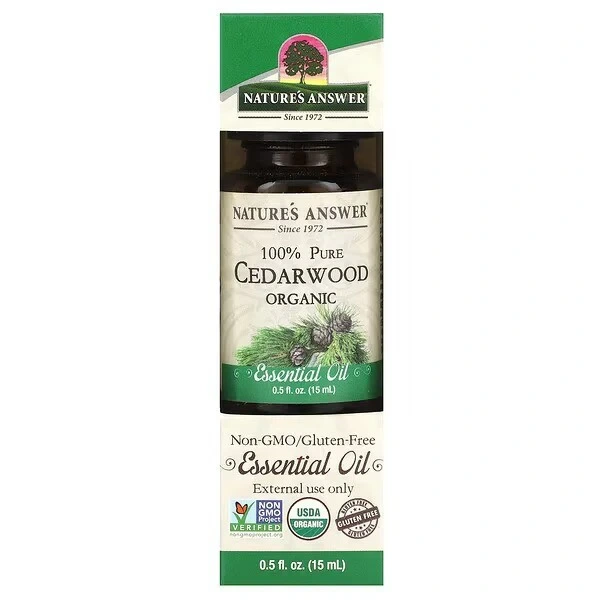 NATURE'S ANSWER 100% Pure Cedarwood Organic Essential Oil - Olejek z drzewa cedrowego (15 ml)