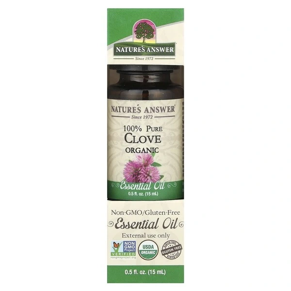 NATURE'S ANSWER 100% Pure Clove Organic Essential Oil - Olejek z kwiatów goździków (15 ml)