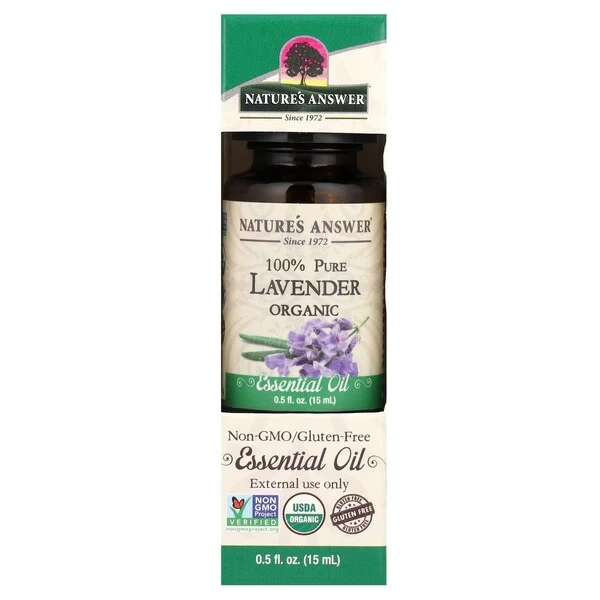 NATURE'S ANSWER 100% Pure Lavender Organic Essential Oil - Olejek z lawendy (15 ml)