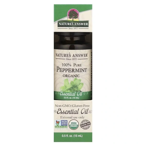 NATURE'S ANSWER 100% Pure Peppermint Organic Essential Oil - Olejek z mięty pieprzowej (15 ml)