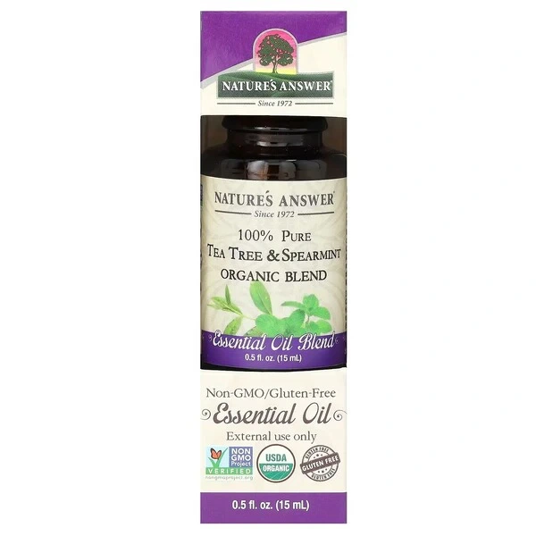 NATURE'S ANSWER 100% Pure Tea Tree & Spearmint Organic Blend Essential Oil - Olejek z drzewa herbacianego i mięty (15 ml)