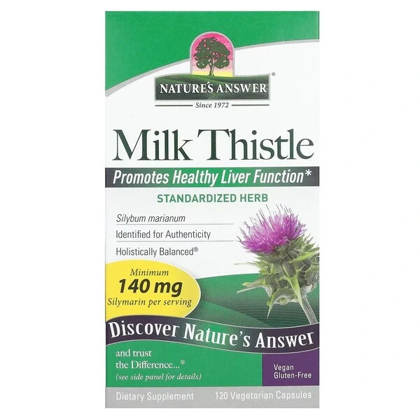 NATURE'S ANSWER Milk Thistle Seed Extract - Ekstrakt z nasion Ostropestu Plamistego (120 kaps.)