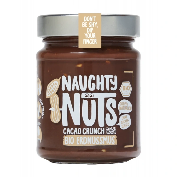 Naughty nuts krem z orzeszków ziemnych z kakao crunchy bio 250 g