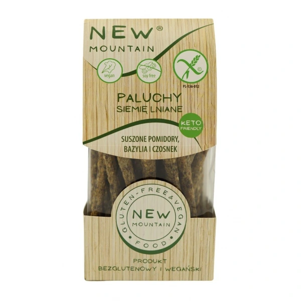 New mountain paluchy z siemieniem lnianym, pomidorami, czosnkiem i bazylią bezglutenowe 200 g