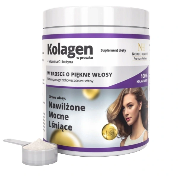 Noble Health Kolagen + witamina C i biotyna w proszku 100g