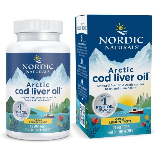 Nordic Naturals Arctic Cod Liver Oil 90 kapsułek miękkich o smaku cytrynowym