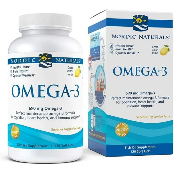 NORDIC NATURALS Omega-3, Lemon (120 kaps.)
