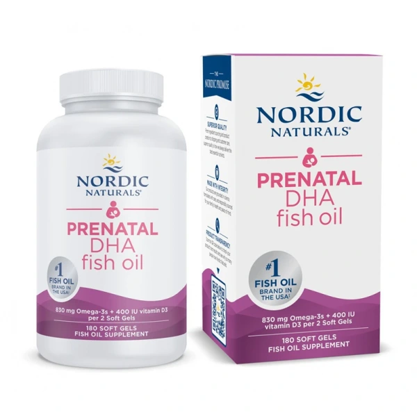 Nordic Naturals Prenatal DHA 830 mg Omega-3 + 400 IU D3 180 kapsułek miękkich bezsmakowych