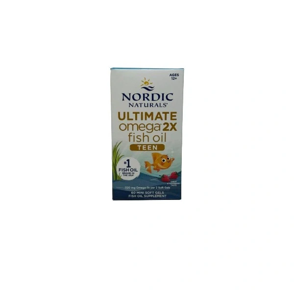 Nordic Naturals Ultimate Omega 2X Fish Oil TEEN 60 mini kapsułek miękkich o smaku truskawkowym
