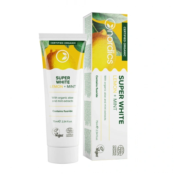 Nordics pasta do zębów super white z fluorem eco 75 ml