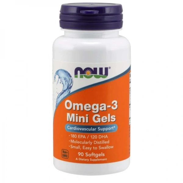 Now foods Omega 3 Mini Gels - DHA 120 mg + EPA 180 mg (90 kaps.)
