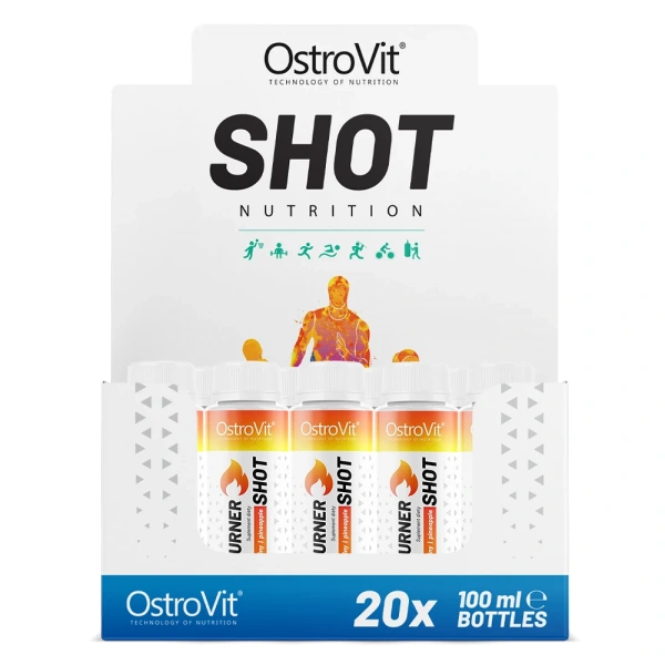OSTROVIT Fat Burner Shot bez kofeiny, smak ananasowy (20 x 100 ml)