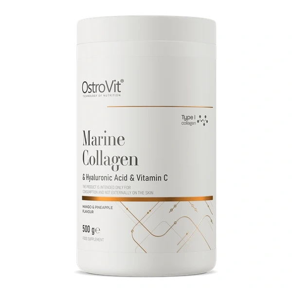 OSTROVIT Kolagen Morski + Kwas Hialuronowy + Witamina C - smak mango z ananasem (500 g)