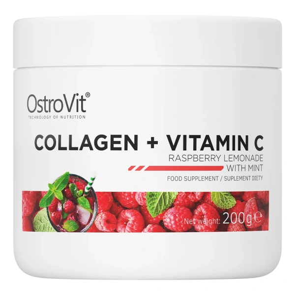 OSTROVIT Kolagen + Witamina C - smak lemoniady malinowej z miętą (200 g)