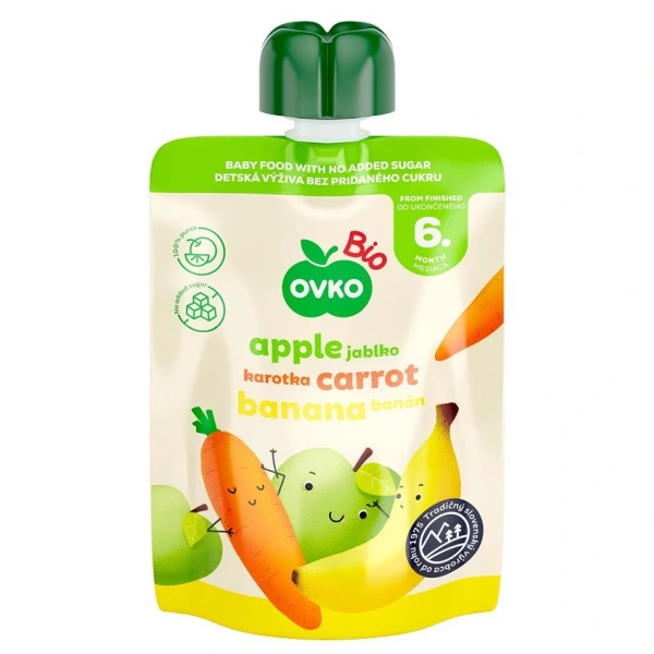 OVKO Przecier jabłko-marchew-banan po 6 miesiącu życia BIO 90 g