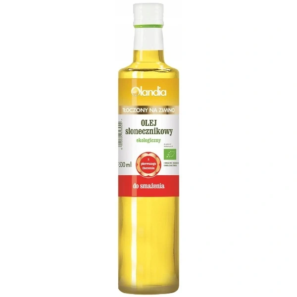 Olandia olej słonecznikowy do smażenia tłoczony na zimno bio 500 ml