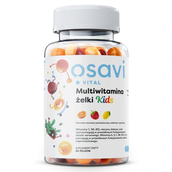 Osavi Multiwitamina Żelki Kids Pomarańcza Malina Cytryna (Bez cukru) 60 sztuk