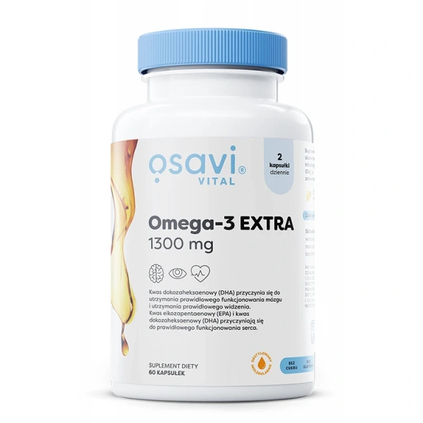 OSAVI Omega-3 Extra, 650 mg - smak cytrynowy (60 kaps.)
