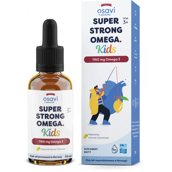 OSAVI Super Strong Omega Kids, 1160 mg Omega 3 - smak cytrynowy (50 ml)