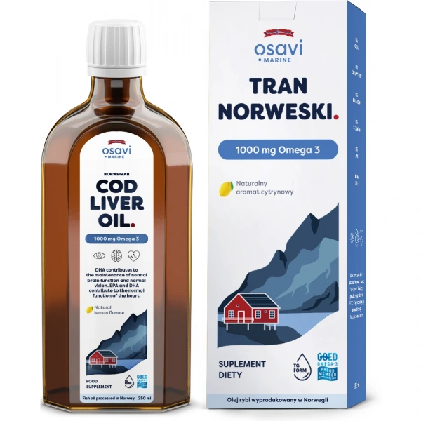 OSAVI Tran Norweski 1000 mg Omega 3 - smak cytrynowy (250 ml)