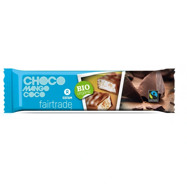 Oxfam baton z nadzieniem kokos  mango w polewie z mlecznej czekolady fair trade bio 33 g