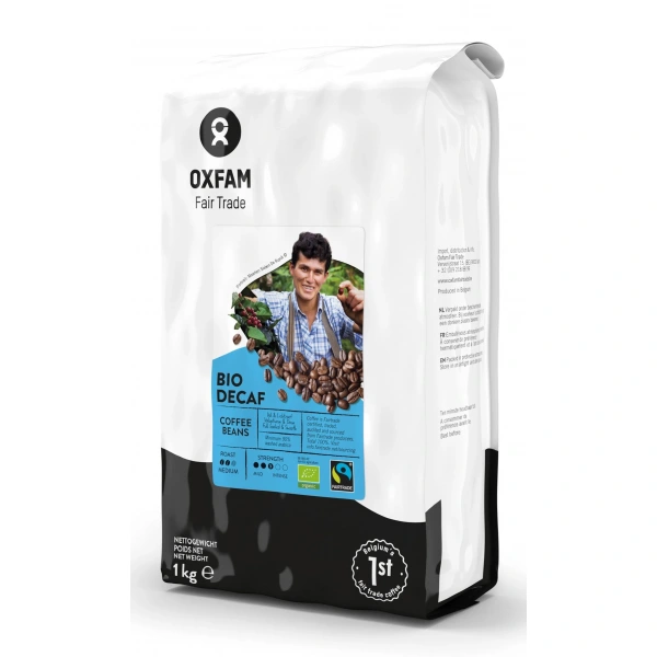 Oxfam kawa ziarnista bezkofeinowa arabica/robusta fair trade bio 1 kg