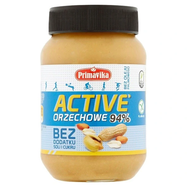 PRIMAVIKA Pasta orzechowa Active 98% – bez dodatku soli i cukru 470 g