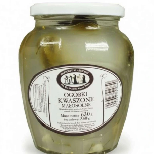 PRODUKTY KLASZTORNE Ogórki kwaszone małosolne 630 g / 350 g