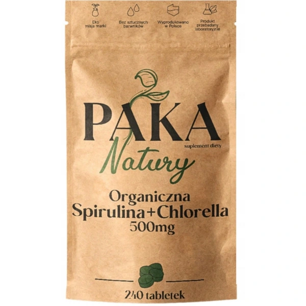 Paka Natury Organiczna Spirulina + Chlorella 500 mg 240 tabletek
