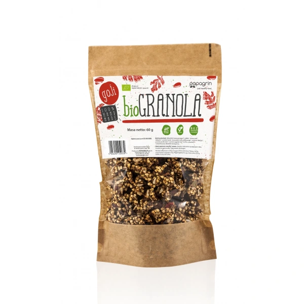 Papagrin granola z goji bez dodatku cukrów bezglutenowa bio 60 g
