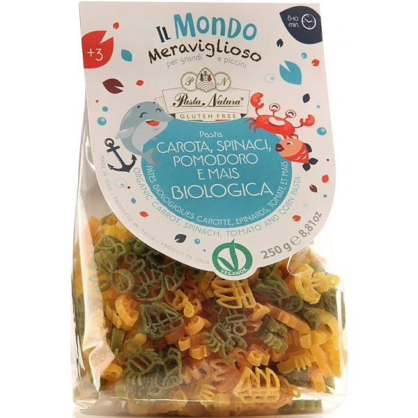 Pasta natura makaron (kukurydziany trójkolorowy) dla dzieci ocean bezglutenowy bio 250 g