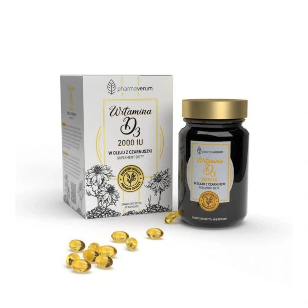Pharmaverum Witamina D3 2000IU w oleju z czarnuszki 60 kapsułek