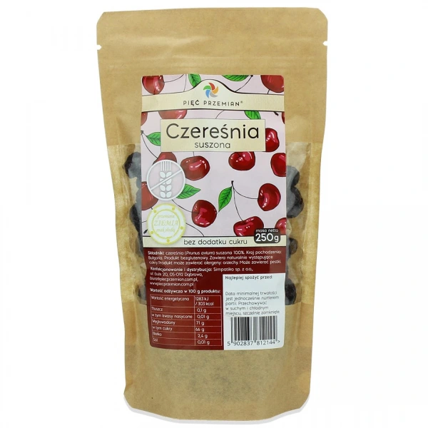 Pięć przemian czereśnia suszona bez dodatku cukrów bezglutenowa 250 g