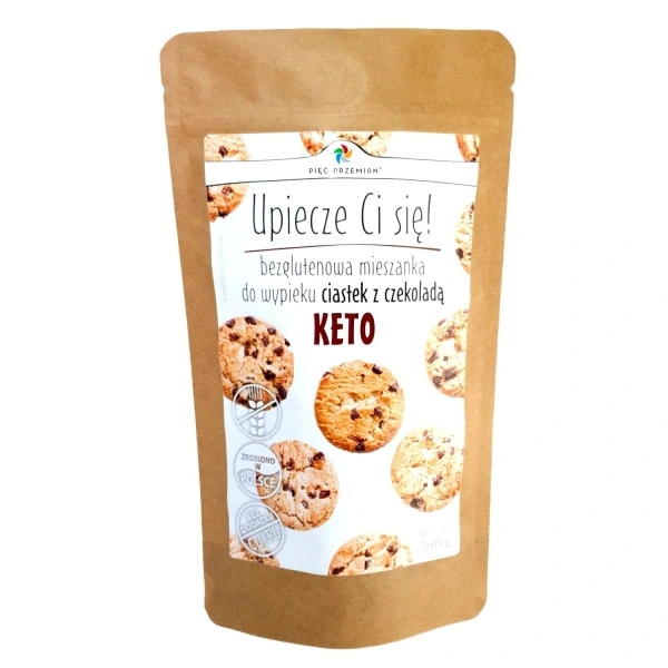 Pięć przemian mieszanka do wypieku ciastek z czekoladą bez dodatku cukrów bezglutenowa keto 365 g