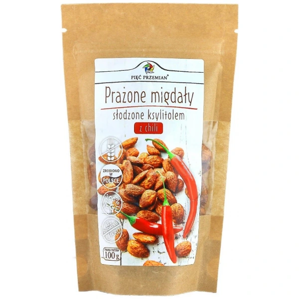 Pięć przemian migdały prażone z chili słodzone ksylitolem bezglutenowe 100 g