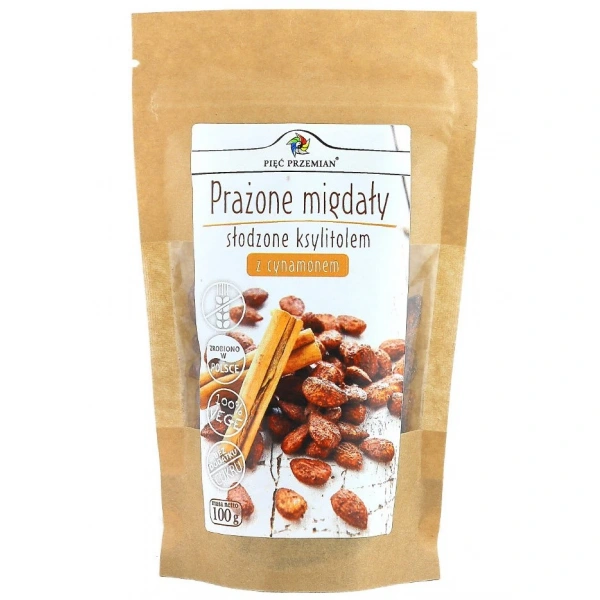 Pięć przemian migdały prażone z cynamonem słodzone ksylitolem bezglutenowe 100 g
