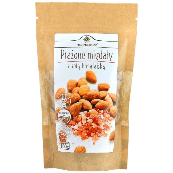 Pięć przemian migdały prażone z solą kłodawską bezglutenowe 100 g