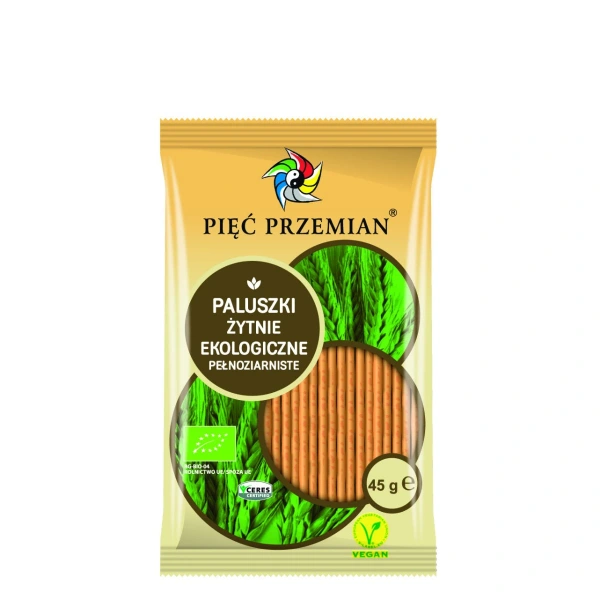 Pięć przemian paluszki żytnie pełnoziarniste bio 45 g