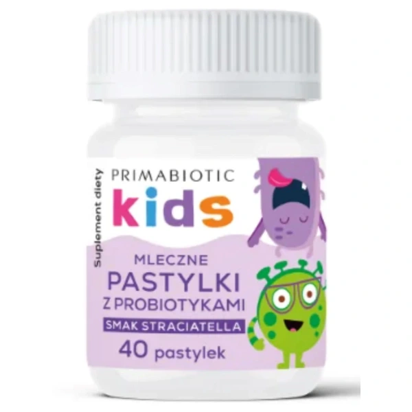 PrimaBiotic Mleczne pastylki z probiotykami o smaku straciatella 40 sztuk