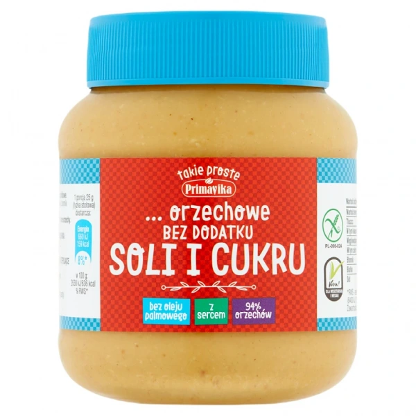 Primavika krem z prażonych orzeszków ziemnych bez dodatku soli i cukru bezglutenowy 350 g