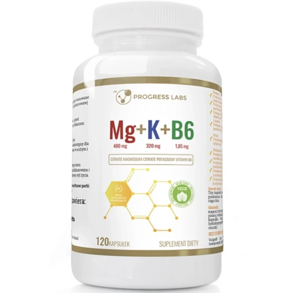 Progress Labs Mg+K+Vit B6 120 kapsułek