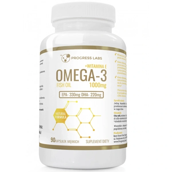 Progress Labs Omega 3 + Vit E 90 kapsułek