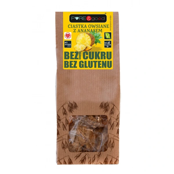 Pure&good ciastka owsiane z ananasem bez dodatku cukrów bezglutenowe 150 g