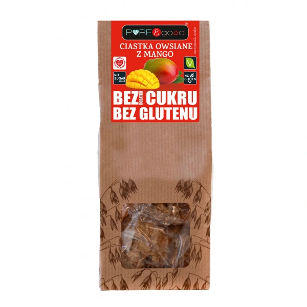 Pure&good ciastka owsiane z mango bez dodatku cukrów bezglutenowe 150 g