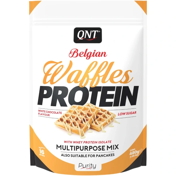 QNT Belgian Waffles Protein Mieszanka do proteinowych gofrów 480gr o smaku białej czekolady